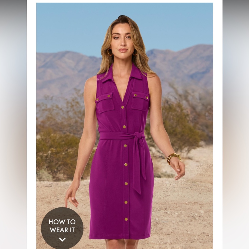 Boston proper button up dress purple